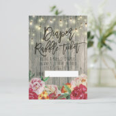 Baby Shower Luier Raffel Ticket Bloem Hout Licht Kaart (Staand voorkant)