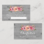 Baby shower Luier Raffle Kaart Rustiek Hout Bloeme (Voorkant / Achterkant)