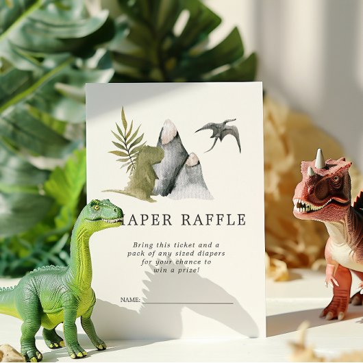 Baby shower Luier Raffle Ticket | Dinosaurus Informatiekaartje