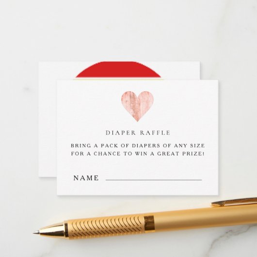 Baby shower Luier Raffle Ticket Kaarten (Voorkant / Achterkant in situ)