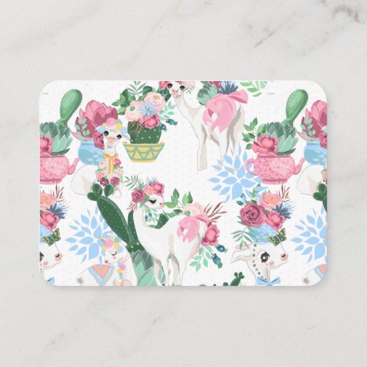 Baby shower Luier Raffle Ticket | Llama Informatiekaartje (Achterkant)