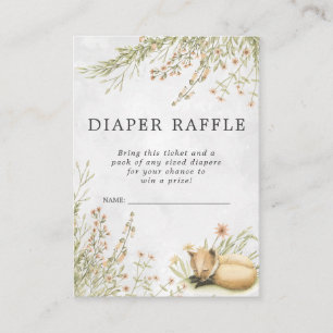 Baby Shower Luier Raffle Ticket Woodland Fox Informatiekaartje