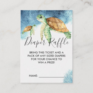 Baby Shower Luier Raffle Ticket Zeeschildpad Informatiekaartje