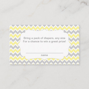 Baby shower Luier Raffle Tickets, geel grijs Informatiekaartje