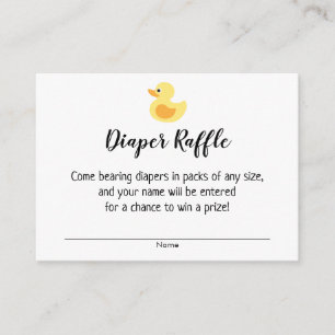 Baby shower Luier Raffle Tickets met Rubber Duck Informatiekaartje