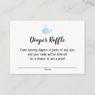 Baby shower Luier Raffle Tickets w / Blue Whale Informatiekaartje