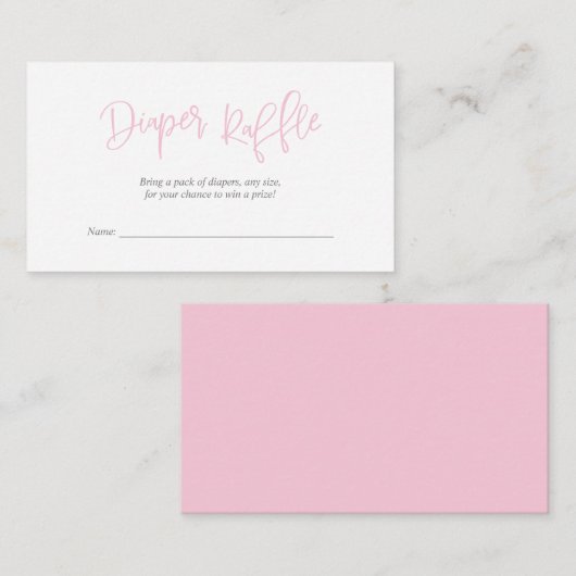 baby shower luierafbijl, creatief roze script informatiekaartje (Voorkant / Achterkant)