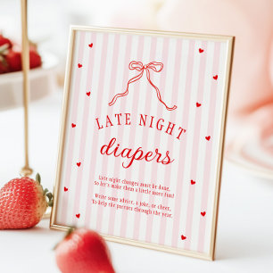 Baby Shower Luiers 's Nachts Theekleurige Hartjes Poster