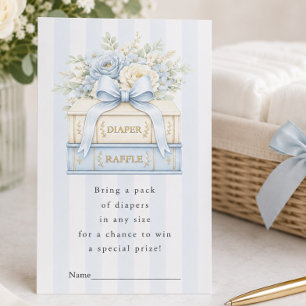 Baby Shower Luierspel met Blauwe Streep Informatiekaartje
