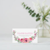 Baby shower - Luierverloting insert - Roze bloemet Informatiekaartje (Staand voorkant)