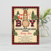 Baby shower Lumberjack Woodland Invitation de l'in (Debout devant)