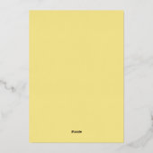 Baby shower lumineux Invitation - Jaune et Vert (Verso)