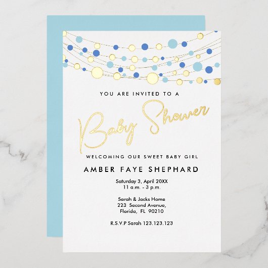 Baby shower lumineux Invitation - Jaune et Vert (Recto/Verso)