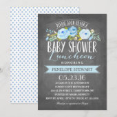 Baby shower Luncheon bleu | Invitation baby shower (Devant / Derrière)