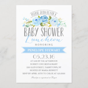 baby shower Luncheon Blue   Uitnodiging tot Baby s