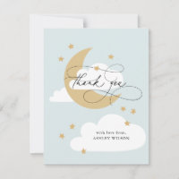 Baby shower Maan en Stars Matte Blue Script