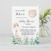 Baby shower maangiraffe eucalyptusbos luxe kaart (Staand voorkant)