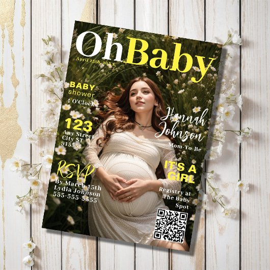 Baby shower Magazine Hoesje Uitnodiging