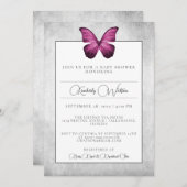 Baby shower Magenta Butterfly Invitation (Devant / Derrière)
