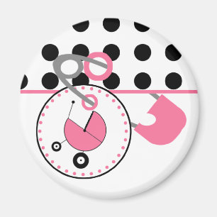 baby shower Magnet - Polka Dot & Pink Diaper Magneet
