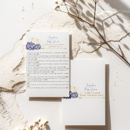 Baby shower mama naar mama quiz paarse thema bedankkaart