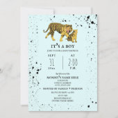 Baby shower Mama Tiger Blue Boy Invitation (Devant)