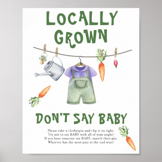 Baby shower marché fermier - Affiche Ne dites pas (Devant)