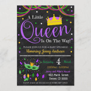 Baby shower Mardi Gras Girl Kaart