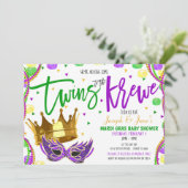 Baby shower Mardi Gras Twins Invitation (Debout devant)
