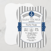 Baby shower marin gris bleu gris Invitation (Devant / Derrière)