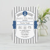 Baby shower marin gris bleu gris Invitation (Debout devant)