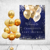 Baby shower - marineblauw goudballonnen welkom poster