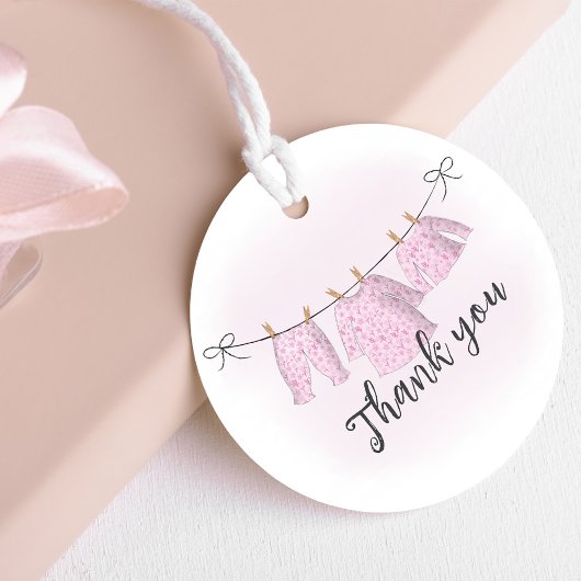 Baby shower Meisje Dank u Waterverf Roze Custom Bedankjes Labels