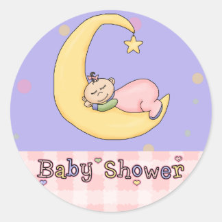 Baby shower-Meisje: Envelopzegels uitnodiging Ronde Sticker