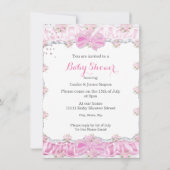  Baby shower Meisje Floral Pink Umbrella Kaart (Achterkant)