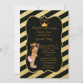 Baby shower MEISJE, gouden strips, zwart goud v2 Kaart (Voorkant)