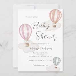 Baby shower Meisje Hete Luchtballonnen Pastel Kleu Kaart