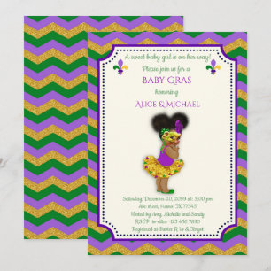 baby shower meisje, Mardi Gras Girl, goud, chevron Kaart
