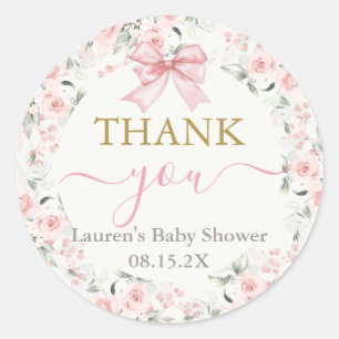 Baby shower Meisje met boog Ronde Sticker