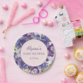 Baby shower Meisje Paarse Roze Gele Floral Papieren Bordje (Feest)