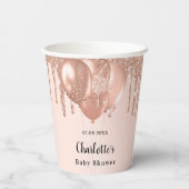 Baby shower meisje roos gouden ballonnen papieren bekers (Achterkant)