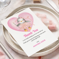 Baby shower Meisje Roze Pinguïn Dank je Kaart