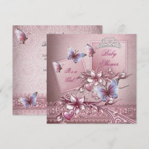 Baby Shower Meisje Roze Prinses Vlinder Kaart
