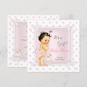 Baby Shower Meisje Roze Speelgoed Stippen Bruine H Kaart