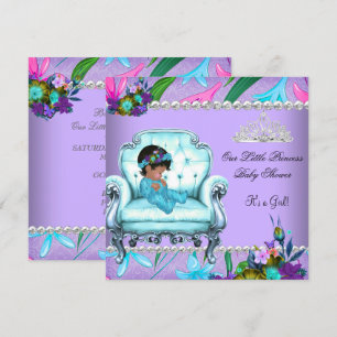 Baby Shower Meisje Roze Teal Blauw Paars Stoel Kaart