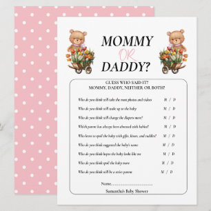 Baby Shower Meisje Teddy Mama Papa Bloem Rustiek Kaart