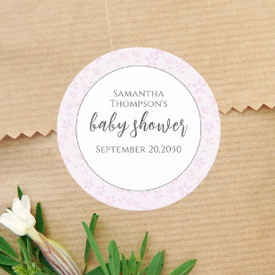 Baby shower Meisje Trendy Script Waterverf Schatti Ronde Sticker