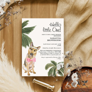 Baby Shower Meisje Tropische Palm Duitse Herdersho Kaart