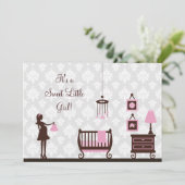 Baby shower: Meisje : Uitnodiging (Staand voorkant)