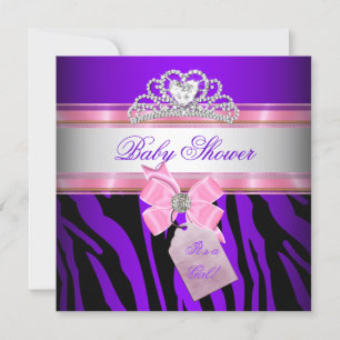 Baby Shower Meisje Zebra Roze Paars Prinses Kaart